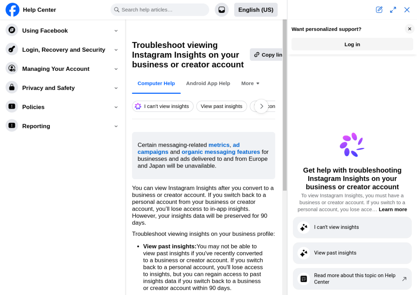 Instagram Insights 数据洞察官方页面截图